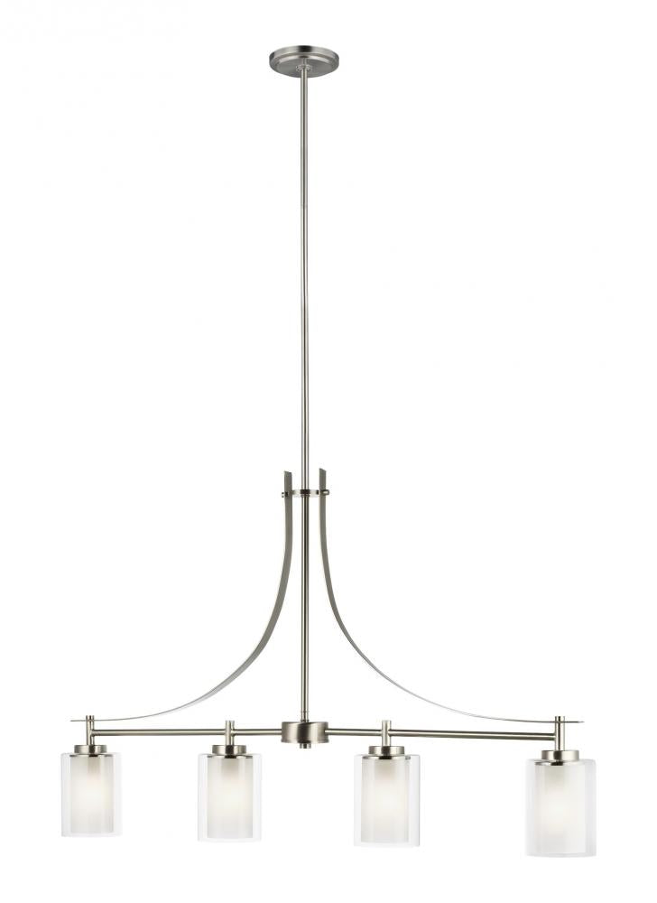 Generation Lighting 6637304EN3-962 Elmwood Park traditional 4-light LED indoor dimmable linear ceiling chandelier pendant light in brus