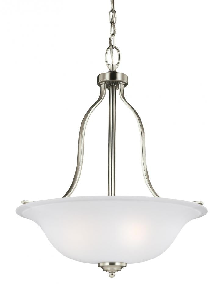 Generation Lighting 6639003-962 Emmons traditional 3-light indoor dimmable ceiling pendant hanging chandelier pendant light in brush