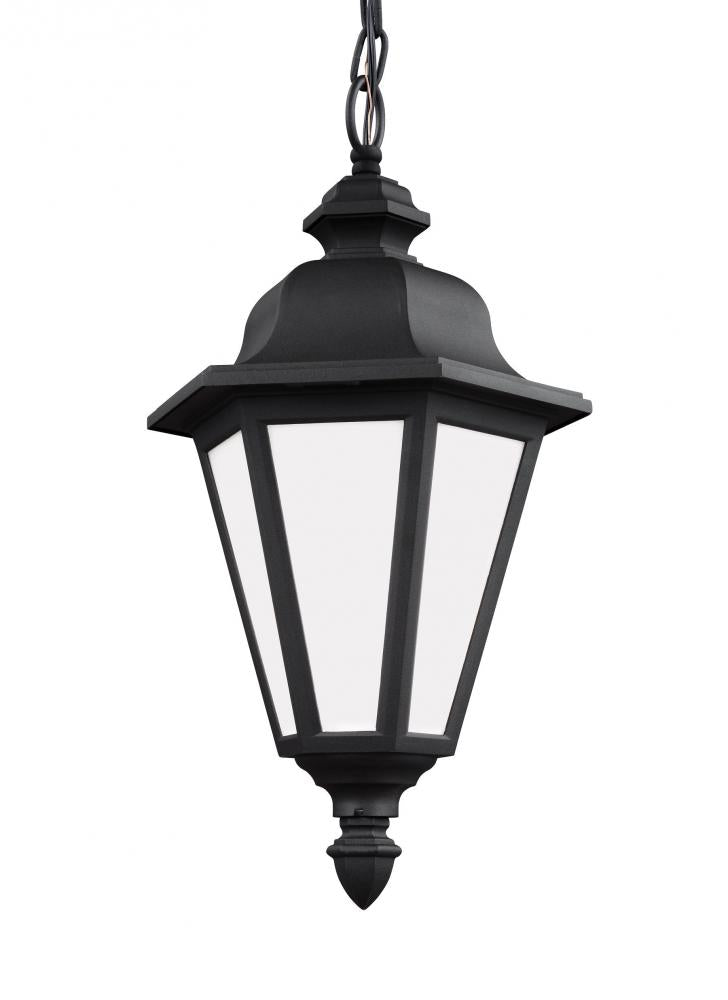 Generation Lighting 69025EN3-12 Brentwood traditional 1-light LED outdoor exterior ceiling hanging pendant in black finish with smoo