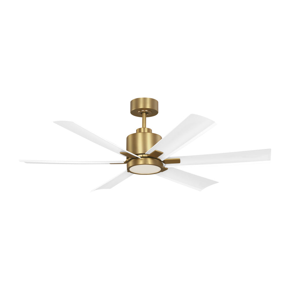 Generation Lighting 6FLSM52BBSD Flera Smart 52 LED Ceiling Fan in Burnished Brass with Matte White Blades