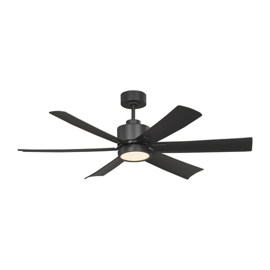 Generation Lighting 6FLSM52MBKD Flera Smart 52 LED Ceiling Fan in Midnight Black with Midnight Black Blades