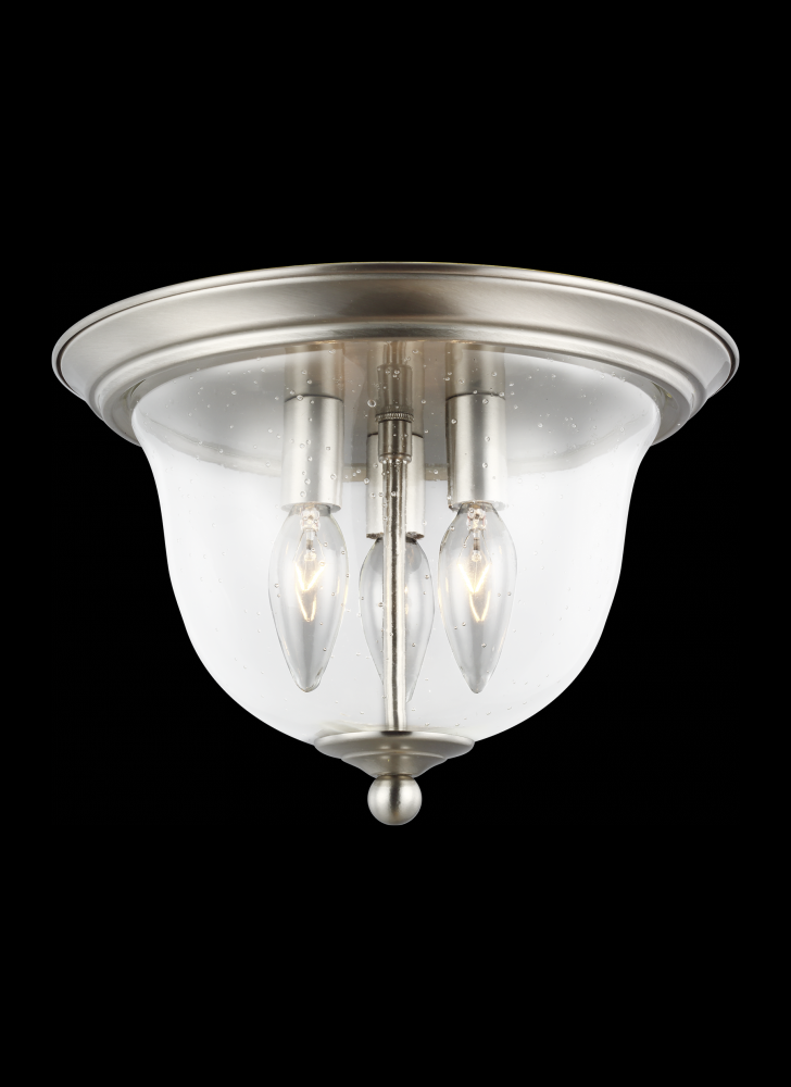 Generation Lighting 7514503-962 Belton transitional 3-light indoor dimmable ceiling flush mount in brushed nickel silver finish with