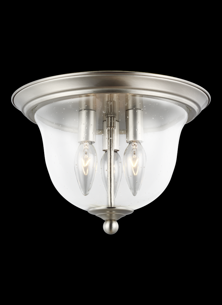Generation Lighting 7514503EN-962 Belton transitional 3-light LED indoor dimmable ceiling flush mount in brushed nickel silver finish