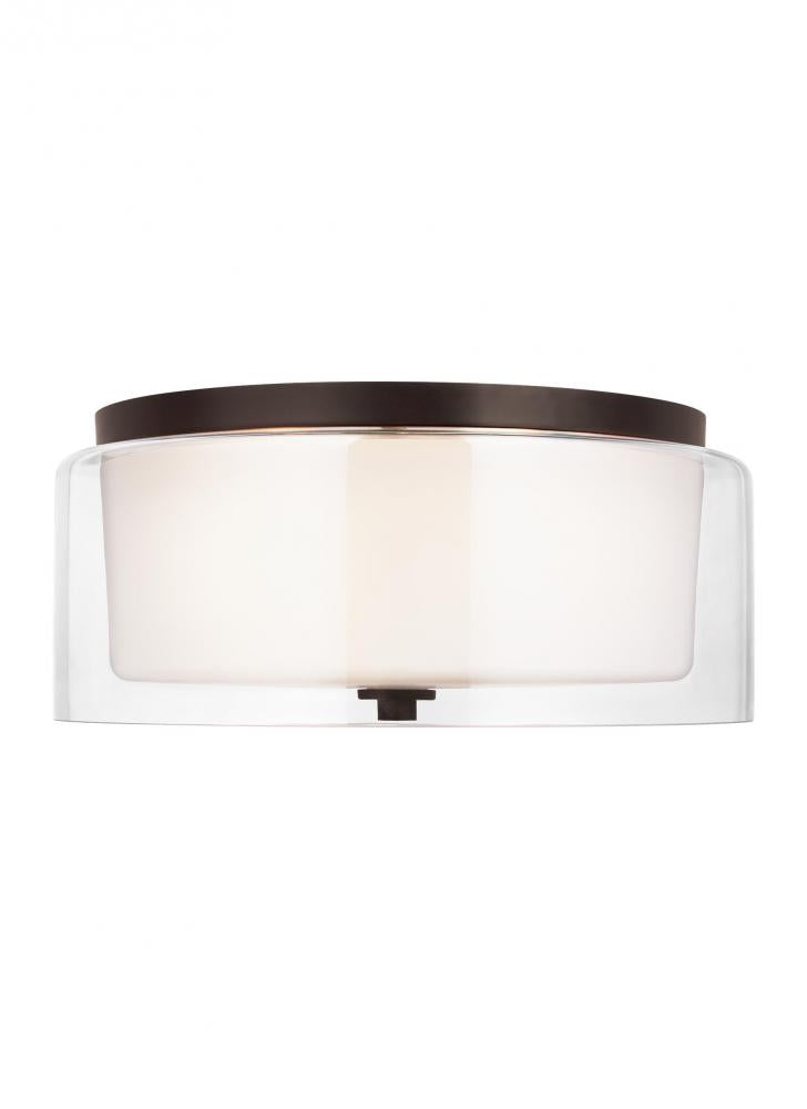 Generation Lighting 7537302-710 Elmwood Park traditional 2-light indoor dimmable ceiling semi-flush mount in bronze finish with sati