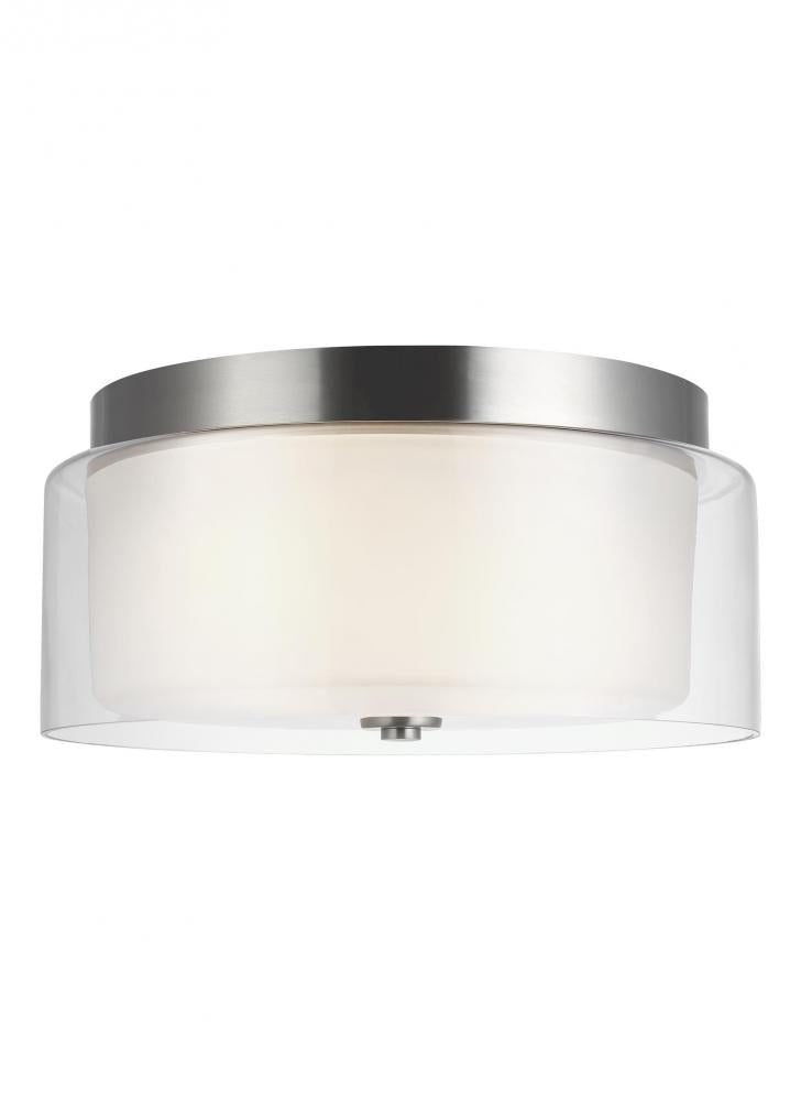Generation Lighting 7537302-962 Elmwood Park traditional 2-light indoor dimmable ceiling semi-flush mount in brushed nickel silver f