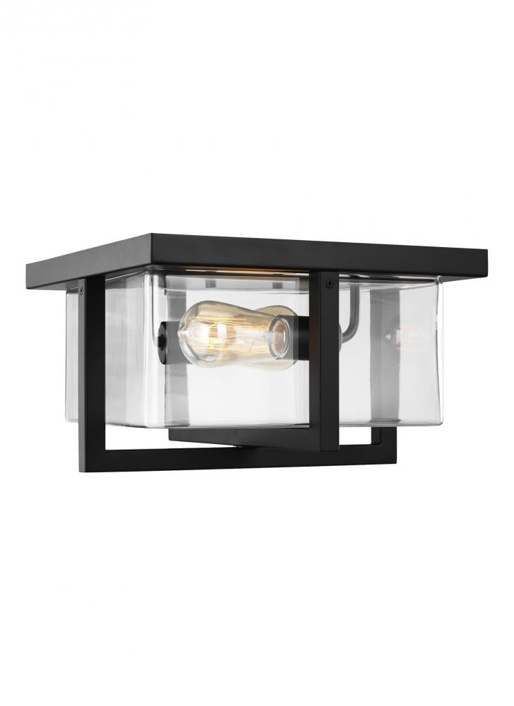 Generation Lighting 7541502-112 Mitte transitional 2-light indoor dimmable ceiling flush mount in midnight black finish with clear g