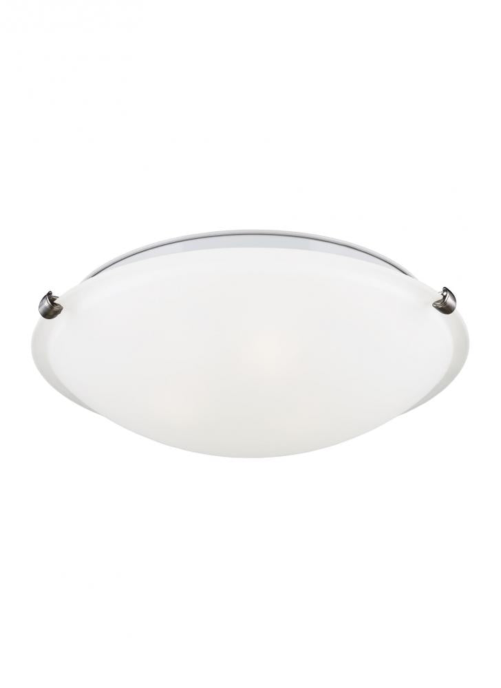 Generation Lighting 7543503-962 Clip Ceiling transitional 3-light indoor dimmable flush mount in brushed nickel silver finish with s