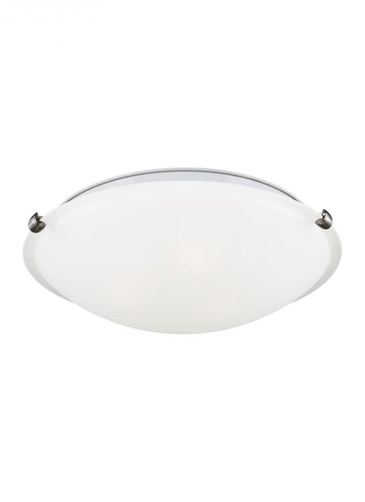 Generation Lighting 7543503-962 Clip Ceiling transitional 3-light indoor dimmable flush mount in brushed nickel silver finish with s