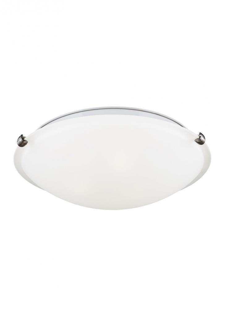 Generation Lighting 7543503EN3-962 Clip Ceiling transitional 3-light LED indoor dimmable flush mount in brushed nickel silver finish wi