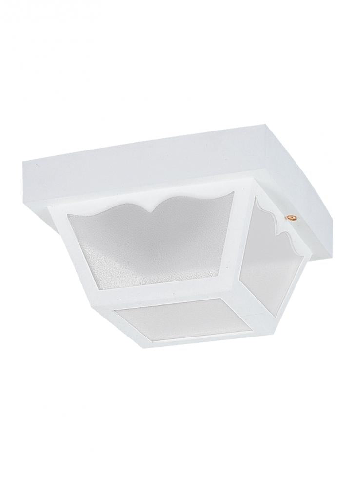 Generation Lighting 7567-15 Outdoor Ceiling traditional 1-light outdoor exterior ceiling flush mount in white finish with clear