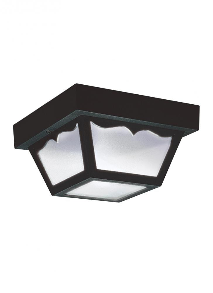 Generation Lighting 7567-32 Outdoor Ceiling traditional 1-light outdoor exterior ceiling flush mount in black finish with clear