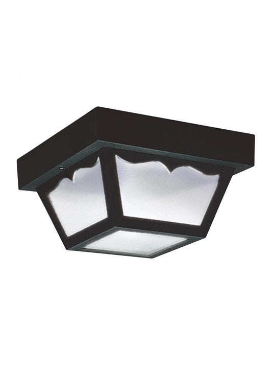 Generation Lighting 7567-32 Outdoor Ceiling traditional 1-light outdoor exterior ceiling flush mount in black finish with clear