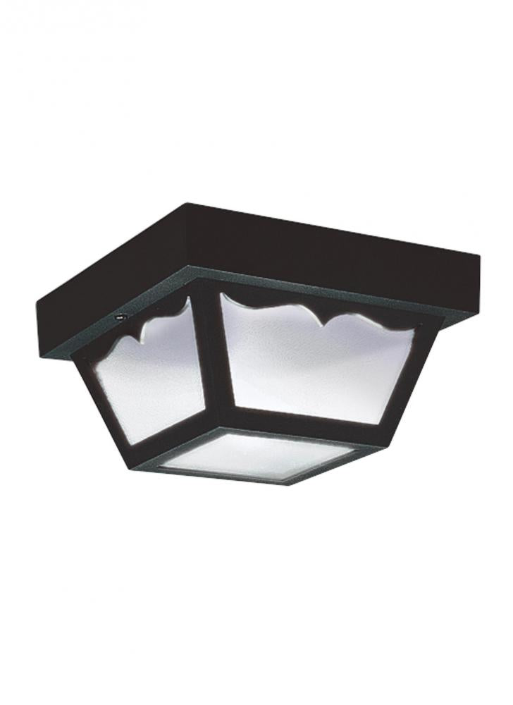 Generation Lighting 7567EN3-32 Outdoor Ceiling traditional 1-light LED outdoor exterior ceiling flush mount in black finish with cl