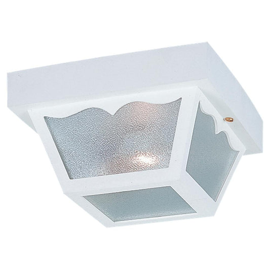 Generation Lighting 7569-15 Outdoor Ceiling traditional 2-light outdoor exterior ceiling flush mount in white finish with clear
