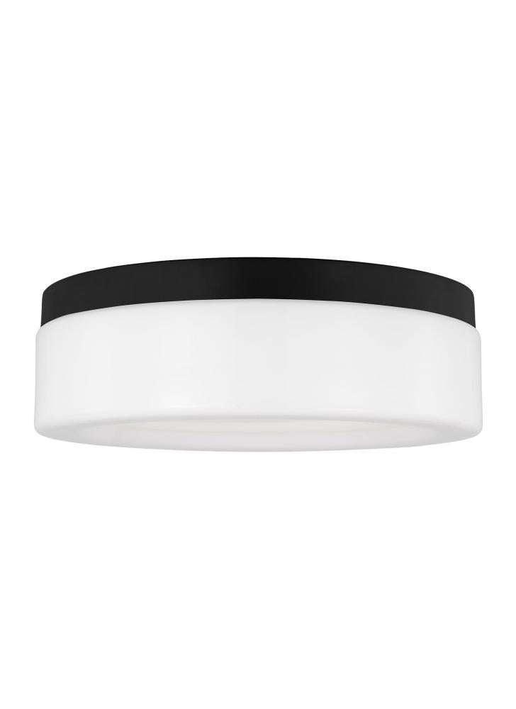 Generation Lighting 7569093S-112 Rhett modern 1-light indoor dimmable medium ceiling flush mount in midnight black finish with concav
