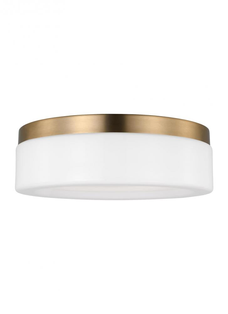 Generation Lighting 7569093S-848 Rhett modern 1-light indoor dimmable medium ceiling flush mount in satin brass gold finish with conc