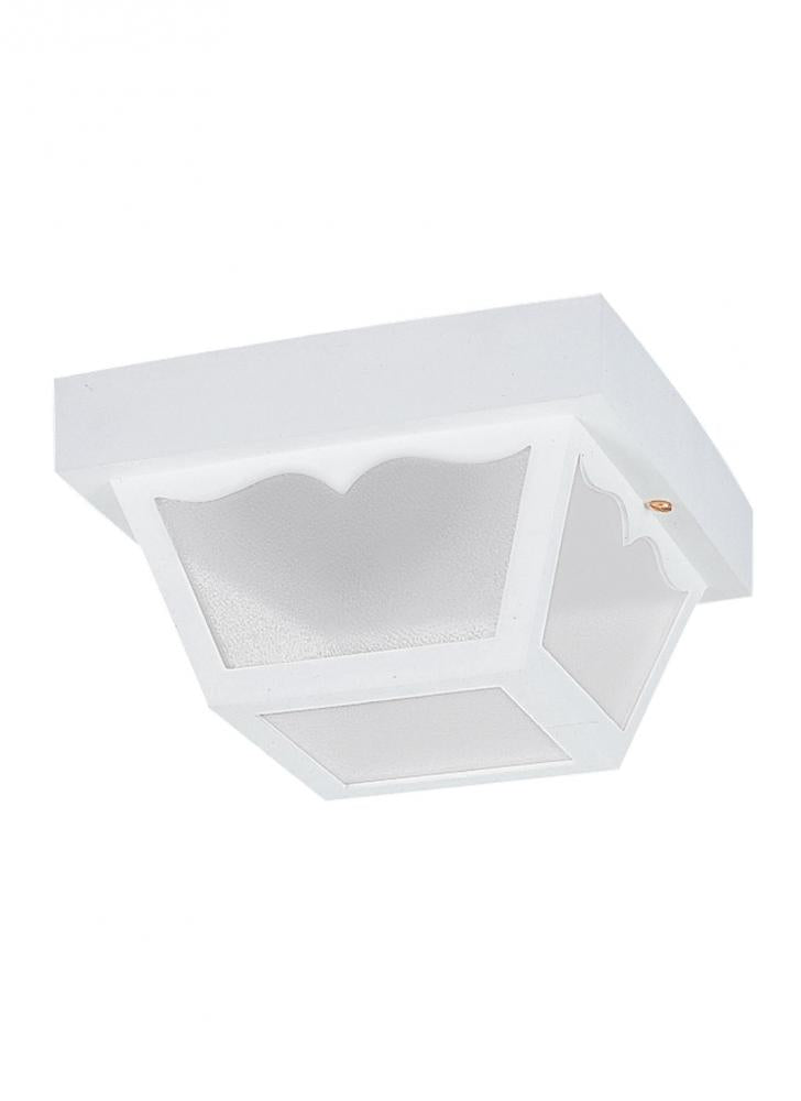 Generation Lighting 7569EN3-15 Outdoor Ceiling traditional 2-light LED outdoor exterior ceiling flush mount in white finish with cl