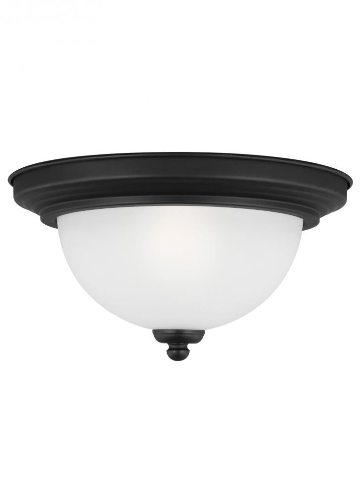 Generation Lighting 77063-112 Geary transitional 1-light indoor dimmable ceiling flush mount fixture in midnight black finish with