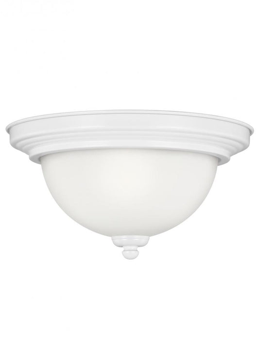Generation Lighting 77065-15 Geary transitional 3-light indoor dimmable ceiling flush mount fixture in white finish with satin et