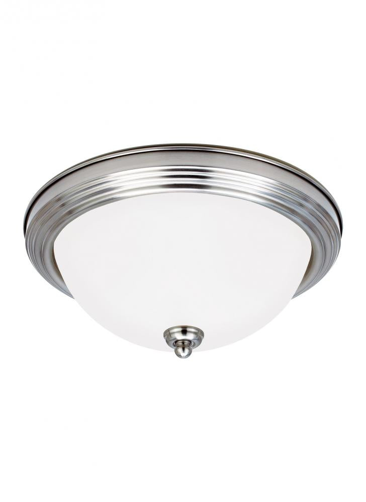Generation Lighting 77065-962 Geary transitional 3-light indoor dimmable ceiling flush mount fixture in brushed nickel silver fini