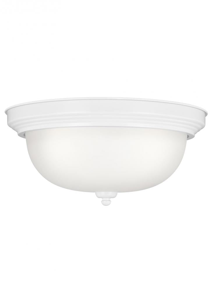 Generation Lighting 77065EN3-15 Geary transitional 3-light LED indoor dimmable ceiling flush mount fixture in white finish with sati