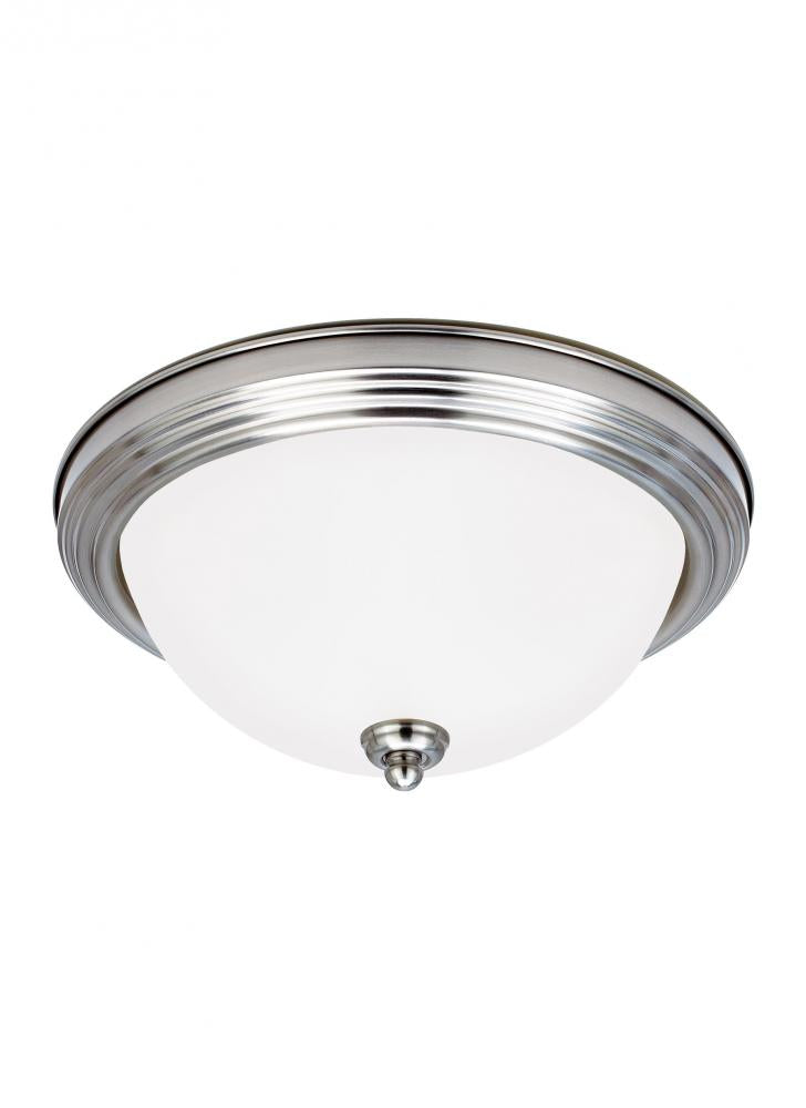 Generation Lighting 77065EN3-962 Geary transitional 3-light LED indoor dimmable ceiling flush mount fixture in brushed nickel silver
