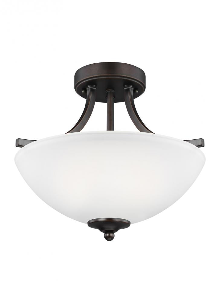 Generation Lighting 7716502-710 Geary transitional 2-light indoor dimmable ceiling flush mount fixture in bronze finish with satin e