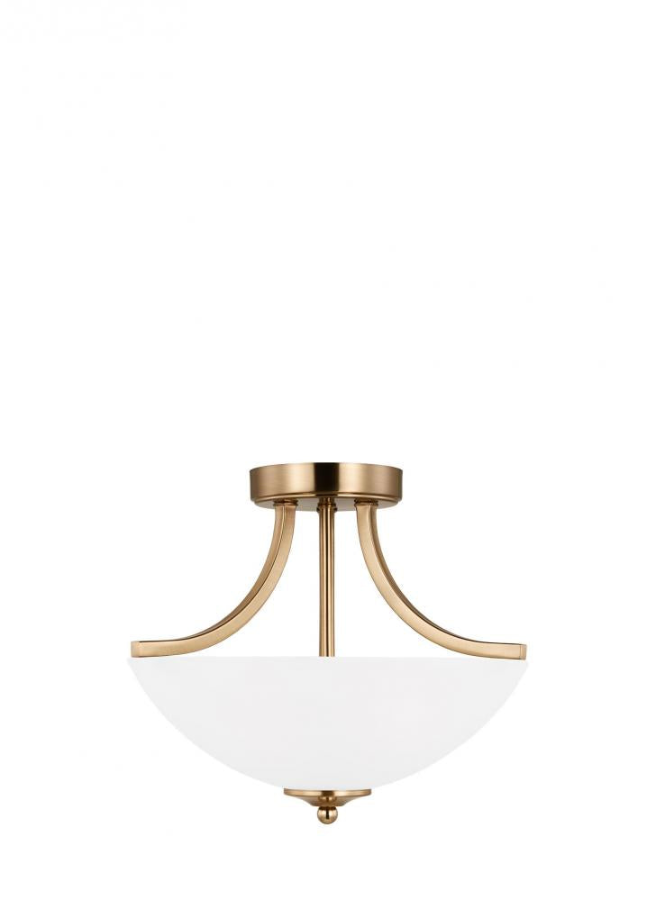 Generation Lighting 7716502-848 Geary traditional indoor dimmable small 2-light satin brass finish semi-flush convertible pendant wi