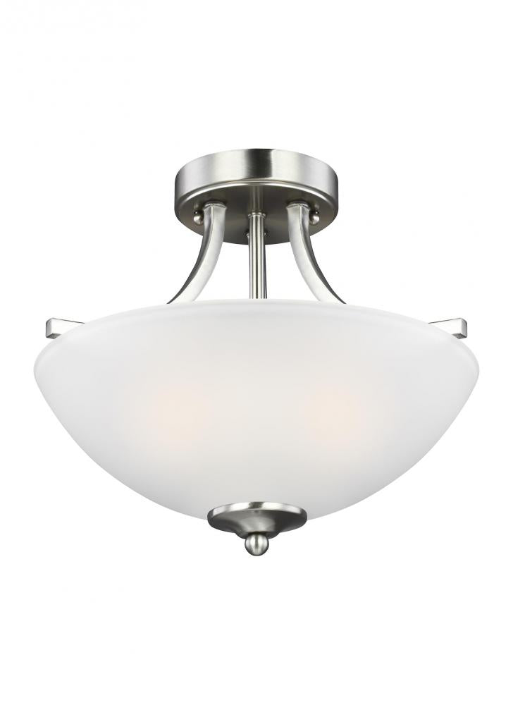 Generation Lighting 7716502-962 Geary transitional 2-light indoor dimmable ceiling flush mount fixture in brushed nickel silver fini