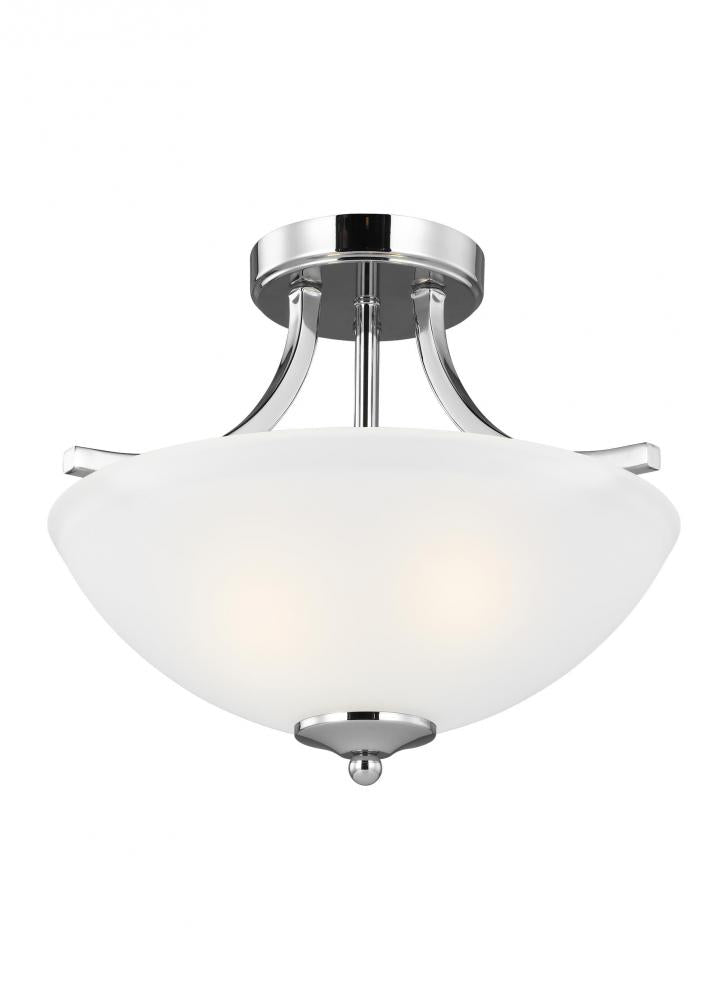 Generation Lighting 7716502EN3-05 Geary traditional indoor dimmable LED small 2-light chrome finish semi-flush convertible pendant wit