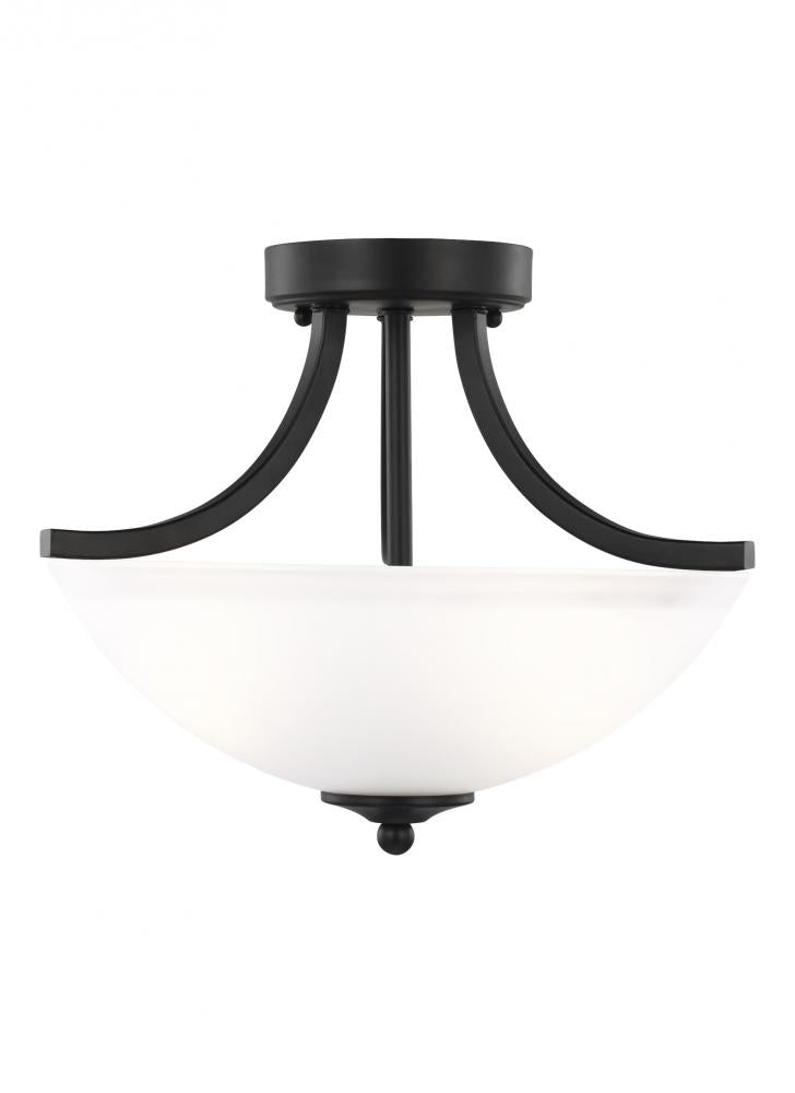 Generation Lighting 7716502EN3-112 Geary transitional 2-light LED indoor dimmable ceiling flush mount fixture in midnight black finish