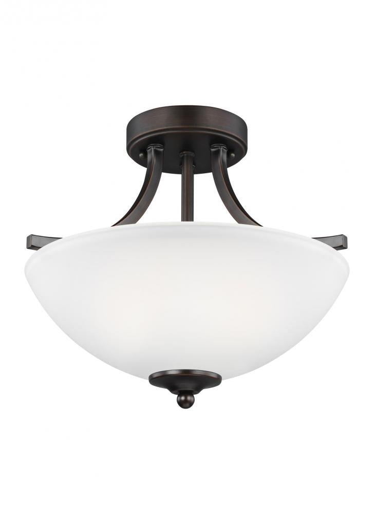 Generation Lighting 7716502EN3-710 Geary transitional 2-light LED indoor dimmable ceiling flush mount fixture in bronze finish with sat