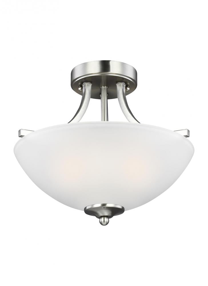 Generation Lighting 7716502EN3-962 Geary transitional 2-light LED indoor dimmable ceiling flush mount fixture in brushed nickel silver