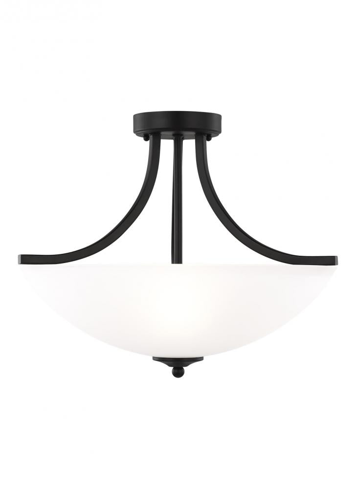 Generation Lighting 7716503-112 Geary transitional 3-light indoor dimmable ceiling flush mount fixture in midnight black finish with