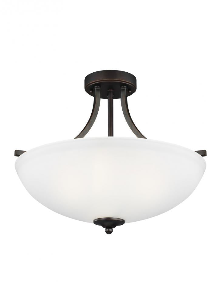 Generation Lighting 7716503EN3-710 Geary transitional 3-light LED indoor dimmable ceiling flush mount fixture in bronze finish with sat