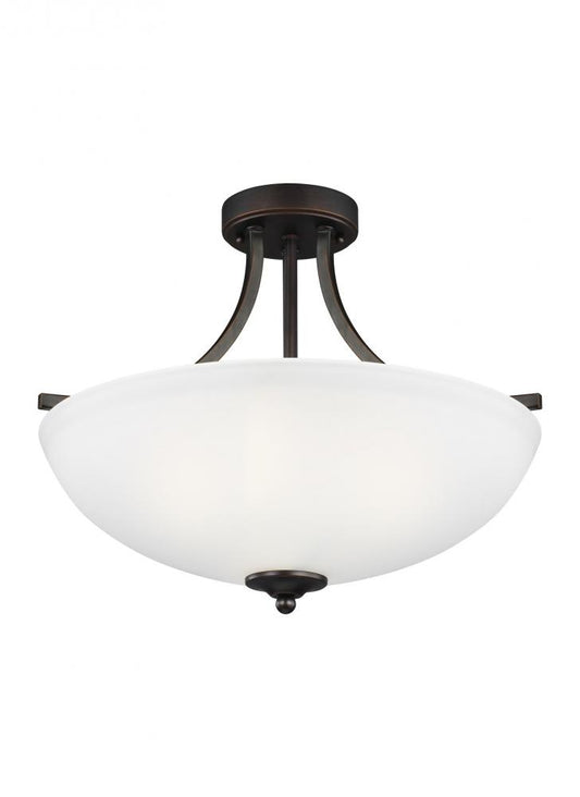 Generation Lighting 7716503EN3-710 Geary transitional 3-light LED indoor dimmable ceiling flush mount fixture in bronze finish with sat