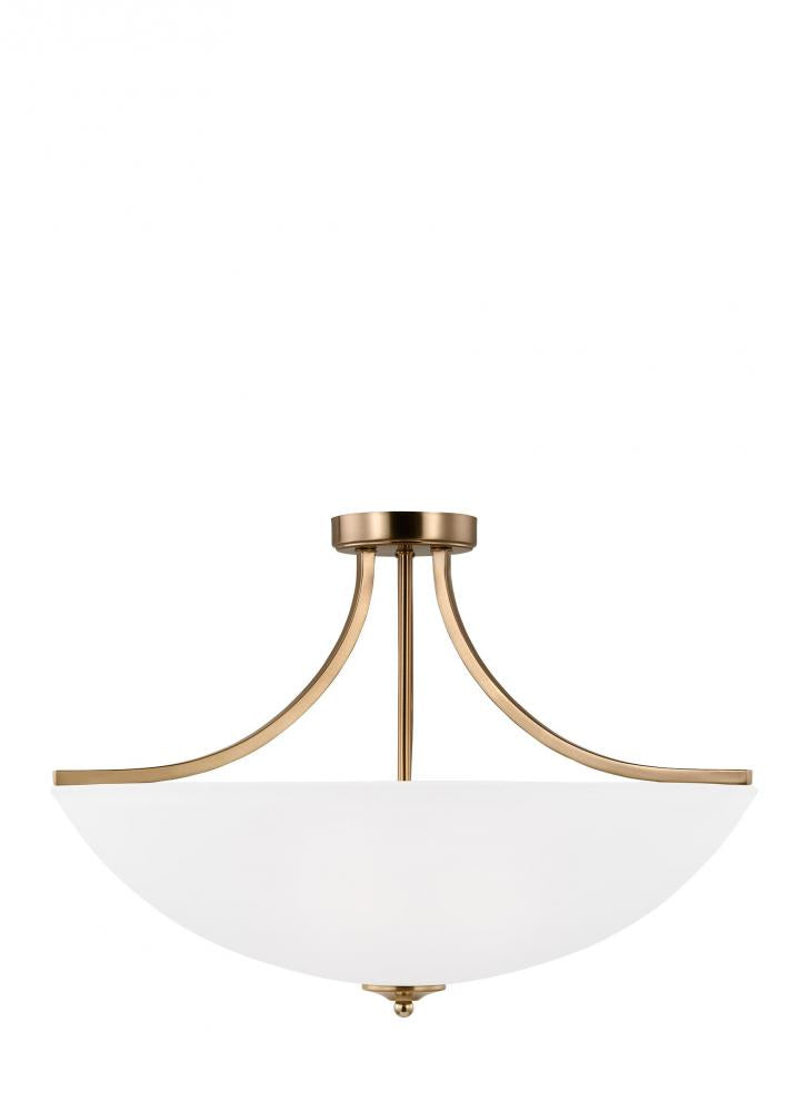 Generation Lighting 7716504EN3-848 Geary traditional indoor dimmable LED large 4-light semi-flush convertible pendant in satin brass fi