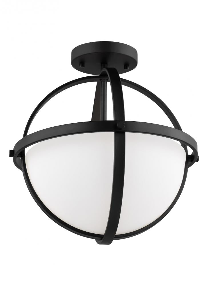 Generation Lighting 7724602EN3-112 Alturas indoor dimmable LED 2-light semi-flush convertible pendant in a midnight black finish and et