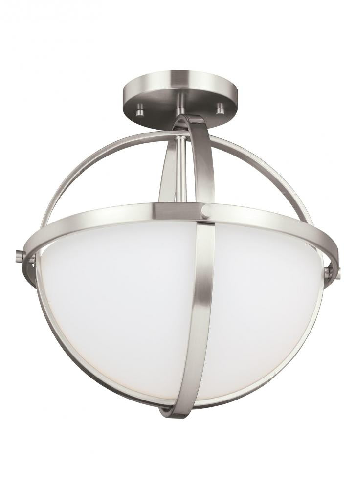 Generation Lighting 7724602EN3-962 Alturas contemporary 2-light LED indoor dimmable ceiling semi-flush mount in brushed nickel silver