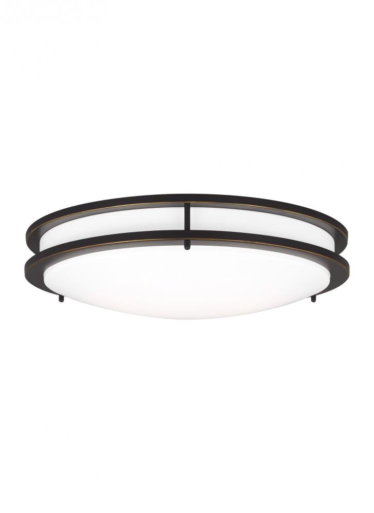 Generation Lighting 7750893S-71 Mahone traditional dimmable indoor large LED one-light flush mount ceiling fixture in an antique bro