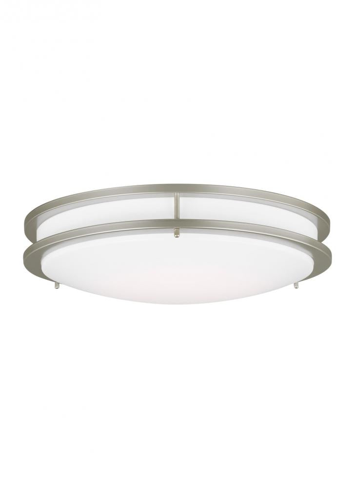 Generation Lighting 7750893S-753 Mahone traditional dimmable indoor large LED one-light flush mount ceiling fixture in a painted brus