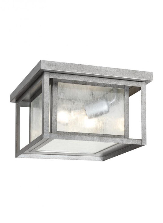 Generation Lighting 78027-57 Hunnington contemporary 2-light outdoor exterior ceiling flush mount in weathered pewter grey finish