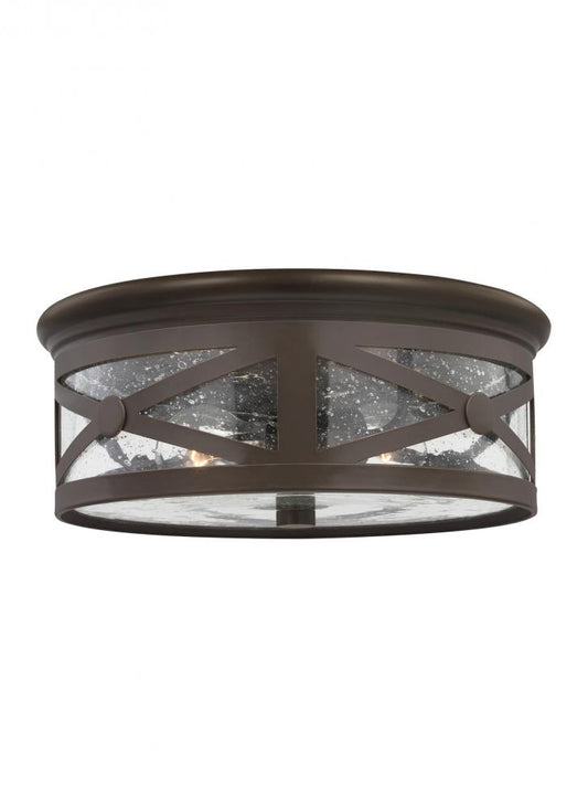 Generation Lighting 7821402-71 Outdoor Ceiling traditional 2-light outdoor exterior ceiling flush mount in antique bronze finish wi
