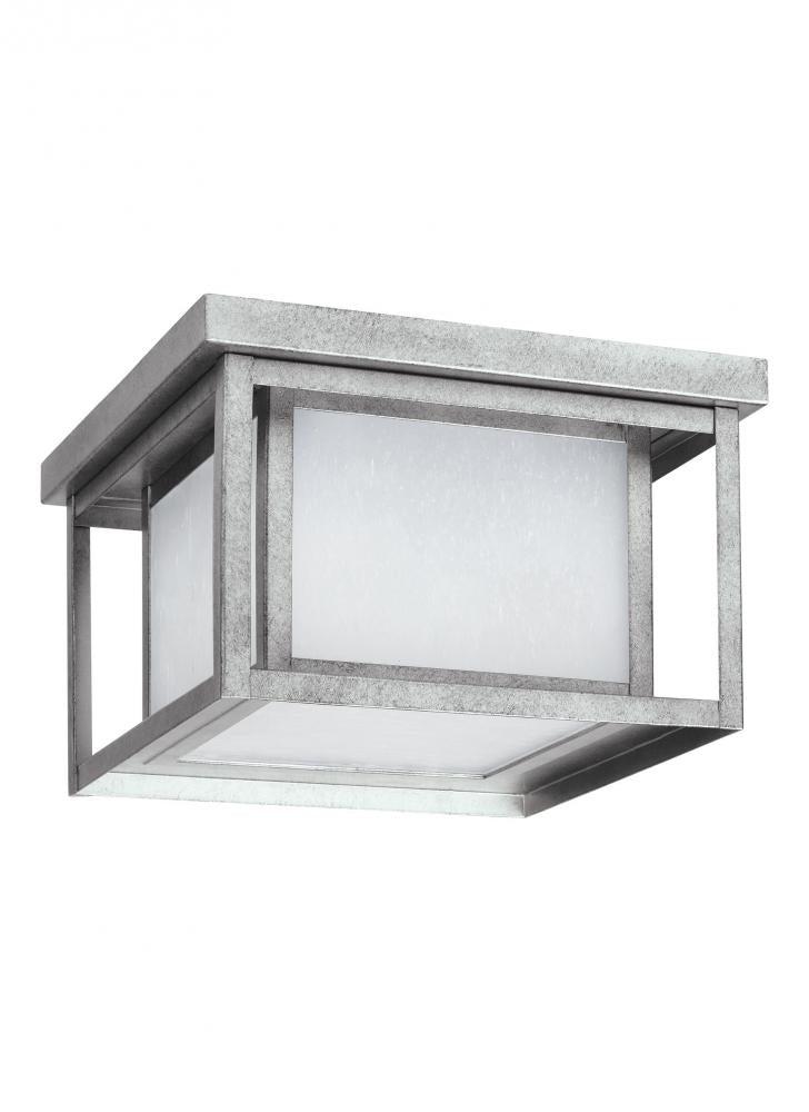 Generation Lighting 7903997S-57 Hunnington contemporary 1-light outdoor exterior led outdoor ceiling flush mount in weathered pewter