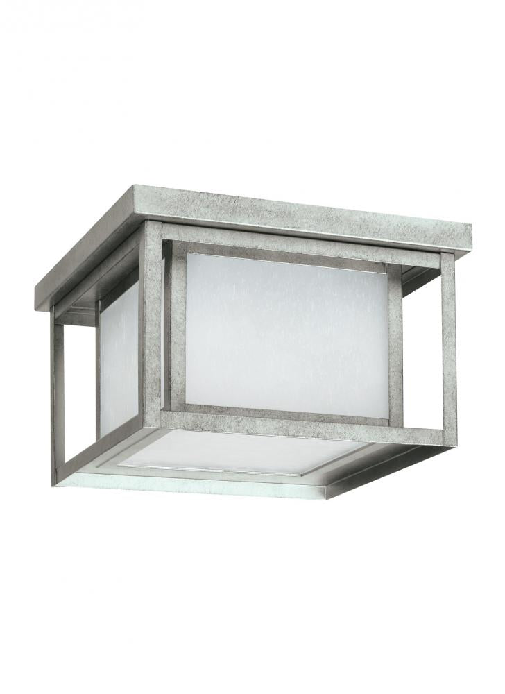 Generation Lighting 79039EN3-57 Hunnington contemporary 2-light LED outdoor exterior ceiling flush mount in weathered pewter grey fi