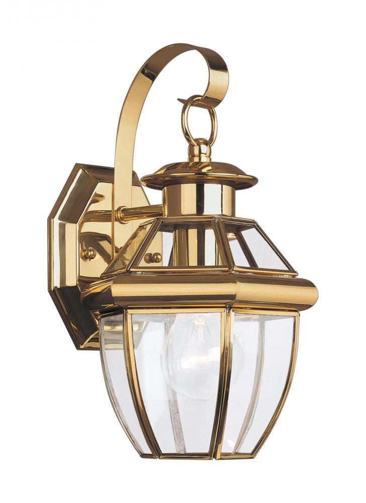 Generation Lighting 2241527 Lancaster traditional 1-light outdoor exterior small wall lantern sconce in polished brass gold fini