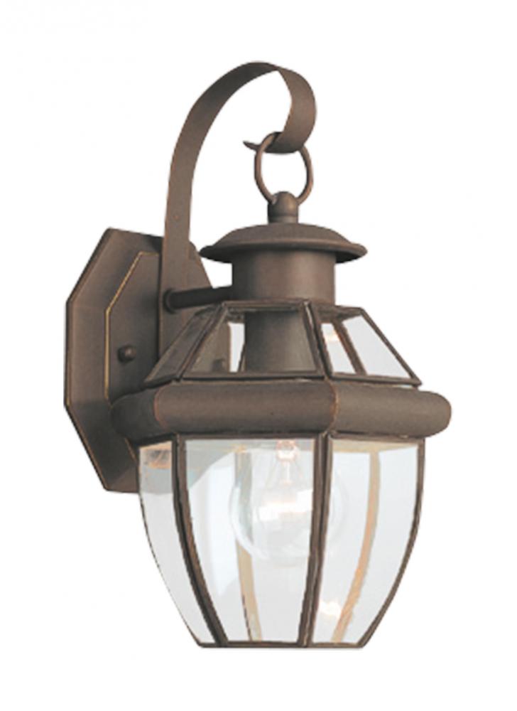 Generation Lighting 8037-71 Lancaster traditional 1-light outdoor exterior small wall lantern sconce in antique bronze finish wi