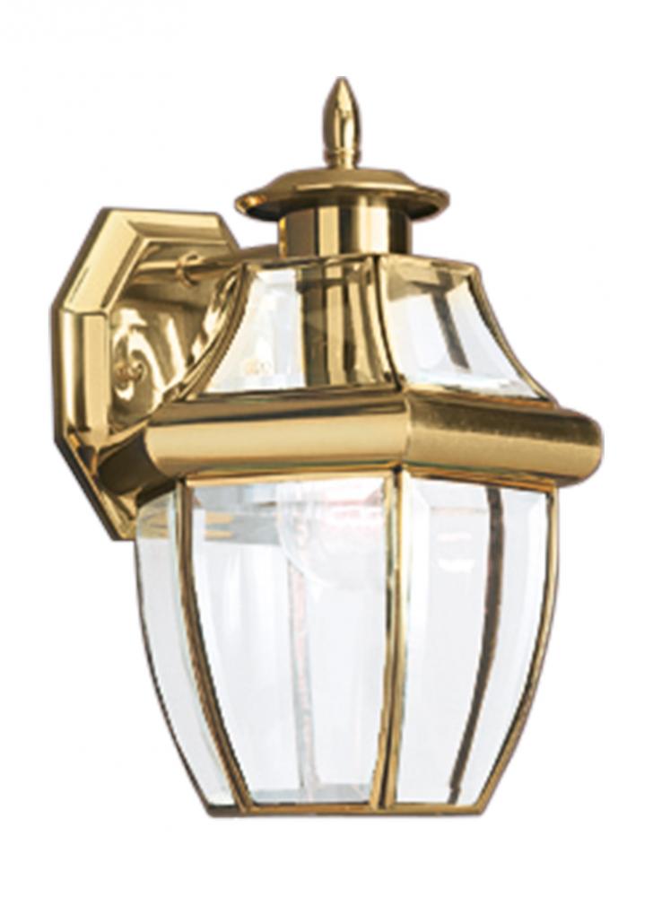 Generation Lighting 2241892 Lancaster traditional 1-light outdoor exterior medium wall lantern sconce in polished brass gold fin