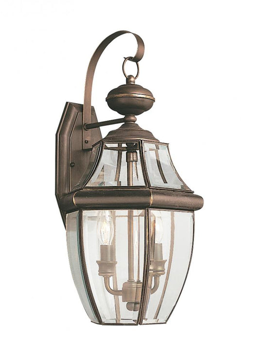 Generation Lighting 8039-71 Lancaster traditional 2-light outdoor exterior wall lantern sconce in antique bronze finish with cle