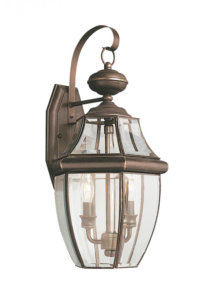 Generation Lighting 8039EN-71 Lancaster traditional 2-light LED outdoor exterior wall lantern sconce in antique bronze finish with